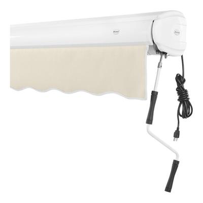 Awntech Key West 12' Linen Heavy-Duty Right Motor Retractable Patio Awning with Protective Hood