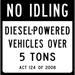 Vinyl Stickers - Bundle - Safety and Warning & Warehouse Signs Stickers - No Idling Diesel Vehicles Sign - 6 Pack (13 x 9 )