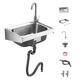 ZYFC 304 Stainless Steel Sink, Single Bowl Kitchen Sinks, Stainless Steel Wall-Mount Hand Sink with Goosneck Faucet, Mini Thick Hanging Art Wash Basin Wall Hung for Garden Restaurant Laundry Backyard