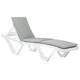 Harbour Housewares 1x White/Grey Sun Lounger & Cushion Set - Adjustable Reclining Outdoor Patio Furniture Master Range