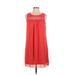 I.N. San Francisco Casual Dress - Shift: Red Solid Dresses - Women's Size Large