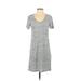 J.Crew Factory Store Casual Dress - Shift Crew Neck Short sleeves: Gray Marled Dresses - Women's Size X-Small