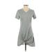 Shein Casual Dress - Mini V Neck Short sleeves: Gray Dresses - Women's Size Small