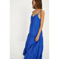 Button Front Textured Tiered Maxi Dress