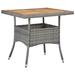 Winston Porter Outdoor Dining Table Black Poly Rattan & Solid Acacia Wood Wood/Metal/Wicker/Rattan in Gray | 29.53 H x 31.5 W x 31.5 D in | Wayfair