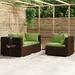 Ebern Designs Patio Sectional Sofa 3 Piece Outdoor Garden Sofa w/ Cushions PE Rattan Wicker/Rattan in Red/Brown | Wayfair