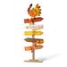 The Holiday Aisle® 42.75"H Thanksgiving Wooden Turkey Word Sign Porch Decor Wood in Brown/Red/White | 42.25 H x 15 W x 4.75 D in | Wayfair