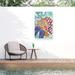 Dovecove Melinda Hipsher 'Suns & Flip Flops' Outdoor Canvas Wood in Blue/Brown/Red | 19 H x 12 W x 1.5 D in | Wayfair