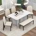 Latitude Run® Merredith 6-Piece Modern Style Dining Set Wood/Upholstered in White | 29.7 H x 60 W x 36.1 D in | Wayfair