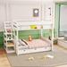 Harriet Bee Wood Full Size Convertible Bunk Bed w/ Storage Staircase, Bedside Table, & 3 Drawers Wood in White | 62.1 H x 59.8 W x 96.5 D in | Wayfair