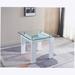 Ivy Bronx Tempered Glass Top Square Double-Layer Dining Table w/ MDF Legs seat 4 people，2-tier storage Wood/Glass in White | Wayfair