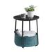 Latitude Run® Small Round Side End Table, Modern Nightstand w/ Fabric Basket, White + Beige Wood in Brown/Gray | 19.7 H x 17.7 W x 17.7 D in | Wayfair