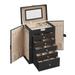 Everly Quinn Jewelry Box Faux Leather/Velvet in Black | 12.6 H x 10.2 W x 6.1 D in | Wayfair 3D9A6D2BDF2F455EA4340D0B4E67CD12