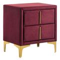 Everly Quinn Magalyn 20.25" Width Flannelette 2-Drawer Nightstand Wood/Upholste in Red | 22.25 H x 20.25 W x 14.38 D in | Wayfair