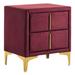 Everly Quinn Magalyn 20.25" Width Flannelette 2-Drawer Nightstand Wood/Upholste in Red | 22.25 H x 20.25 W x 14.38 D in | Wayfair