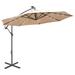 vidaXL Hanging Parasol with LED Lighting 118.1" Sand Metal Pole