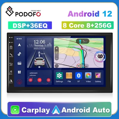 PodoNuremberg-Autoradio avec GPS 2 Din Android 12 7 " Carplay WiFi universel lecteur de