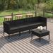 vidaXL 5 Piece Patio Lounge Set with Cushions Poly Rattan Black