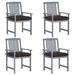 vidaXL Patio Chairs with Cushions 4 pcs Gray Solid Acacia Wood - 22.4" x 23.6" x 36.2"