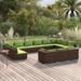 vidaXL Patio Lounge Set Outdoor Sectional Sofa Set Table Garden Poly Rattan - 27.6" x 27.6" x 23.8"