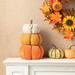 Glitzhome 13"H Fall Stacked Fabric Pumpkin for Thanksgiving