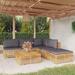 vidaXL 3 Piece Patio Lounge Set with Cushions Solid Wood Teak - 27.4" x 27.4" x 23.6"