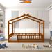 Twin/ Full Size Wood Bed Floor Bed, Kids BedHouse Bed with Fence for Kids, Teens, Girls, Boys