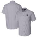 Men's Cutter & Buck Charcoal Tennessee Titans Helmet Short Sleeve Stretch Oxford Button-Down Shirt