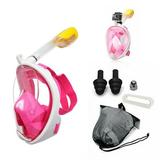 Snorkel Mask Full Face Snorkeling Mask Snorkel Set with Panoramic View and Action Camera Mount Anti-fog and Anti-leak Design Dive Mask for Adults Pink