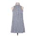 Max Studio Casual Dress - A-Line Turtleneck Sleeveless: Blue Print Dresses - Women's Size X-Small