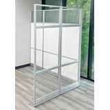 7.5' Long White Office Panel Wall Set with 60"W Clear Glass Front - 7' Height