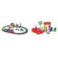 Big-Bloxx Peppa Pig - Train Fun - Construction Set & Big-Bloxx - Peppa Pig Spielzeug-Auto 28 Bausteine - Peppa Wutz Auto mit Tankstelle und 2 Spielfiguren Papa & Peppa Wutz