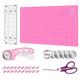 Rotary Cutter Set Pink - Quilting Kit incl. 45mm Fabric Cutter, 5 Extra Rotary Blades, A2 Self Healing Cutting Mat, Acrylic Ruler and Sewing Clips, Scissors, Ideal for Crafting, Sewing, Patchworking