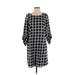 The Limited Casual Dress - Shift Scoop Neck 3/4 sleeves: Black Grid Dresses - Women's Size Small