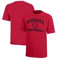 Youth Champion Scarlet Nebraska Huskers Icon Logo Softball T-Shirt