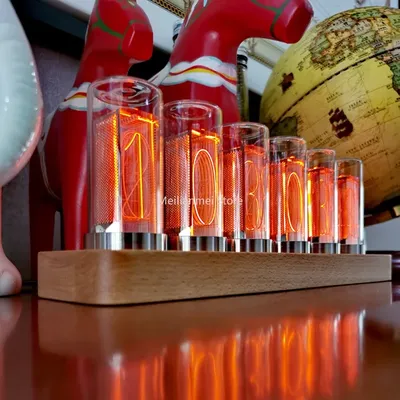 Horloge à tube Nixie en bois de luxe montre numérique LED horloge à tube lumineux de table alarme