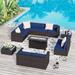 13-Piece Outdoor Sectional Sofa Set Patio Conversation Set with Fire Pit Table and Coffee Table