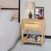 2-Piece Rattan Nightstand with 2 Drawers and 2 Open Storage Shelf