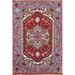 Red Geometric Heriz Serapi Indian Foyer Rug Hand-knotted Wool Carpet - 2'0"x 3'0"