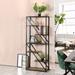 31.5" W * 71" H Metal Etagere Bookcase with Z-Shaped Design Bookcase Countertop, Reinforced, with Black Metal Frame