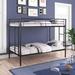 Metal Twin over Twin Bunk Bed with EVA Center Support Beam and Slat Lockers Design, No Spring Box Needed