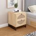 21"H Natural Rattan 2 Drawer Storage Cabinet Nightstand