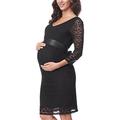 Be Mammy Damen Umstandskleid Maternity Schwangerschaftskleid BE20-209 (Schwarz, XL)