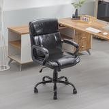 17 Stories Girsham Office Chair Mid Back Desk Adjustable High Ergonomic Computer Chair Soft Armrests PU w/ Lumbar Support Upholstered | Wayfair