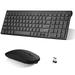 Rechargeable Wireless Keyboard Mouse UrbanX Slim Thin Low Profile Keyboard and Mouse Combo with Numeric Keypad Silent Keys for iPhone 14 Pro Max - Black