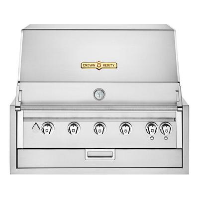 Crown Verity IBI36NG-LT Infinite Series 36" Natural Gas Built-In Grill with Roll Dome, Custom Fitted Cover, and Light Package - 79,500 BTU