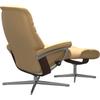 Fußhocker STRESSLESS "Sunrise", gelb, Maße B/H/T, Material Bezug, Material Gestell, Hocker, mit Cross Base, Größe S, M & L, Holzakzent Braun