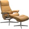 Fußhocker STRESSLESS "View", gelb (honey paloma), B:57cm H:43cm T:47cm, Hocker, mit Cross Base, Größe S, M & L, Holzakzent Eiche