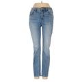 White House Black Market Jeans - Mid/Reg Rise Skinny Leg Denim: Blue Bottoms - Women's Size 00 - Distressed Wash