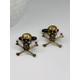 Antique Brass Skull & Crossbones Cuff Links Set Of 2